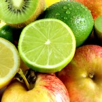 A colorful display of fresh fruits